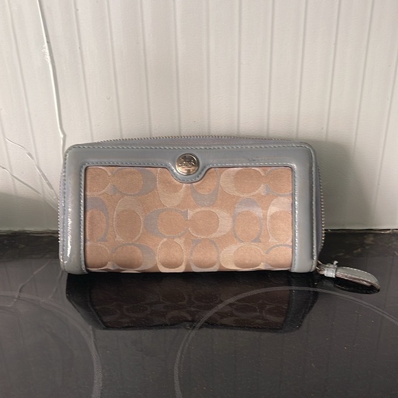 Coach 3p set Bag & Wallet Unique photo frame Bag charm Baby Blue & Coated Canvas - Picture 9 of 11